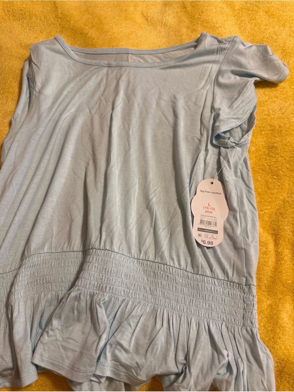 wonder nation Pale Blue Short Sleeve Top with Ruffle Hem